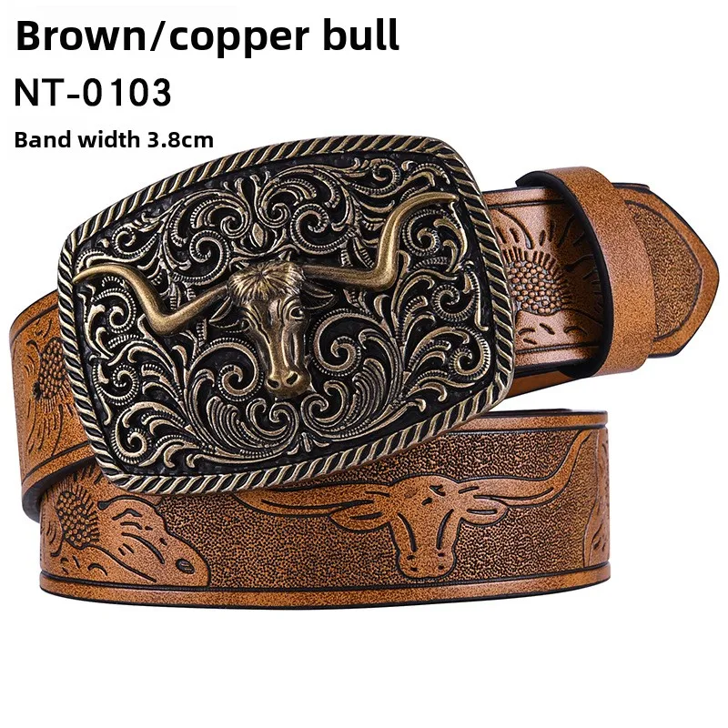 Vintage-Stil PU-Leder Western Cowboy-Gürtel mit klassischer Buchstabenschnalle – 3,8 cm breit, langlebig und stilvoll mit Retro-Blumenmuster – Detail 13