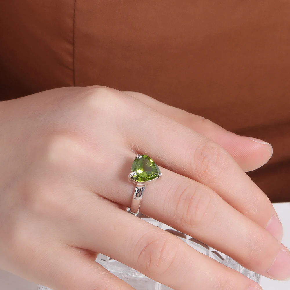 Natural Peridot Ring heart pear shape  925 sterling silver fine jewelry natural gemstones handmade jewelry for women nice gift