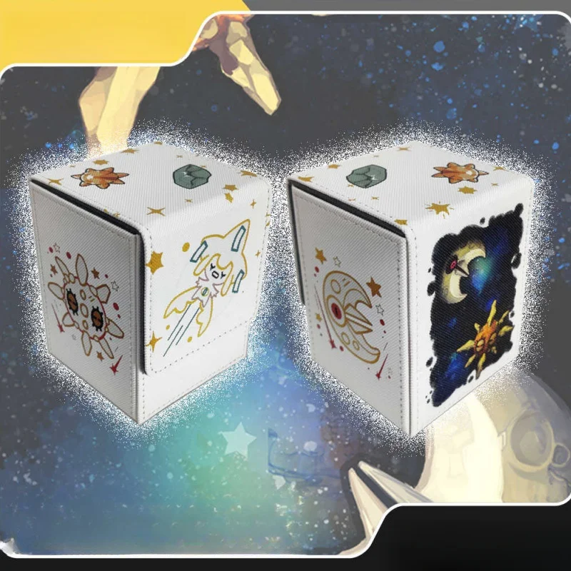 Pokemon Cards Box Jirachi Lunala Anime Game OPCG PTCG Trading Card Storage Box self made Diy 70+ Capacity Collection Card Box