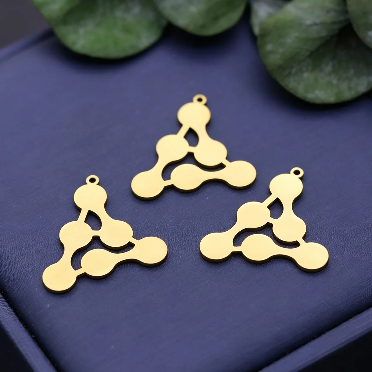 3Pcs Trendy Triangular Molecular Shape Stainless Steel Charms Minimalist Handmade Bracelet Jewelry Making Accessories