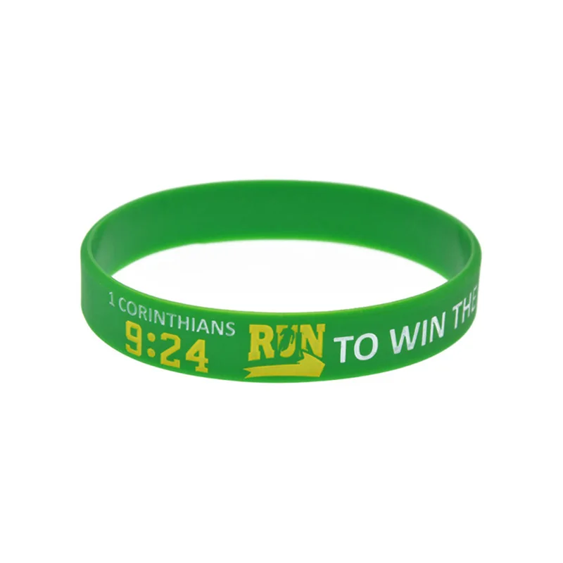 50 Pcs Jesus Silicone Rubber Wristband One Corinthians 9:24 run to win the prize Inspirational Bracelet