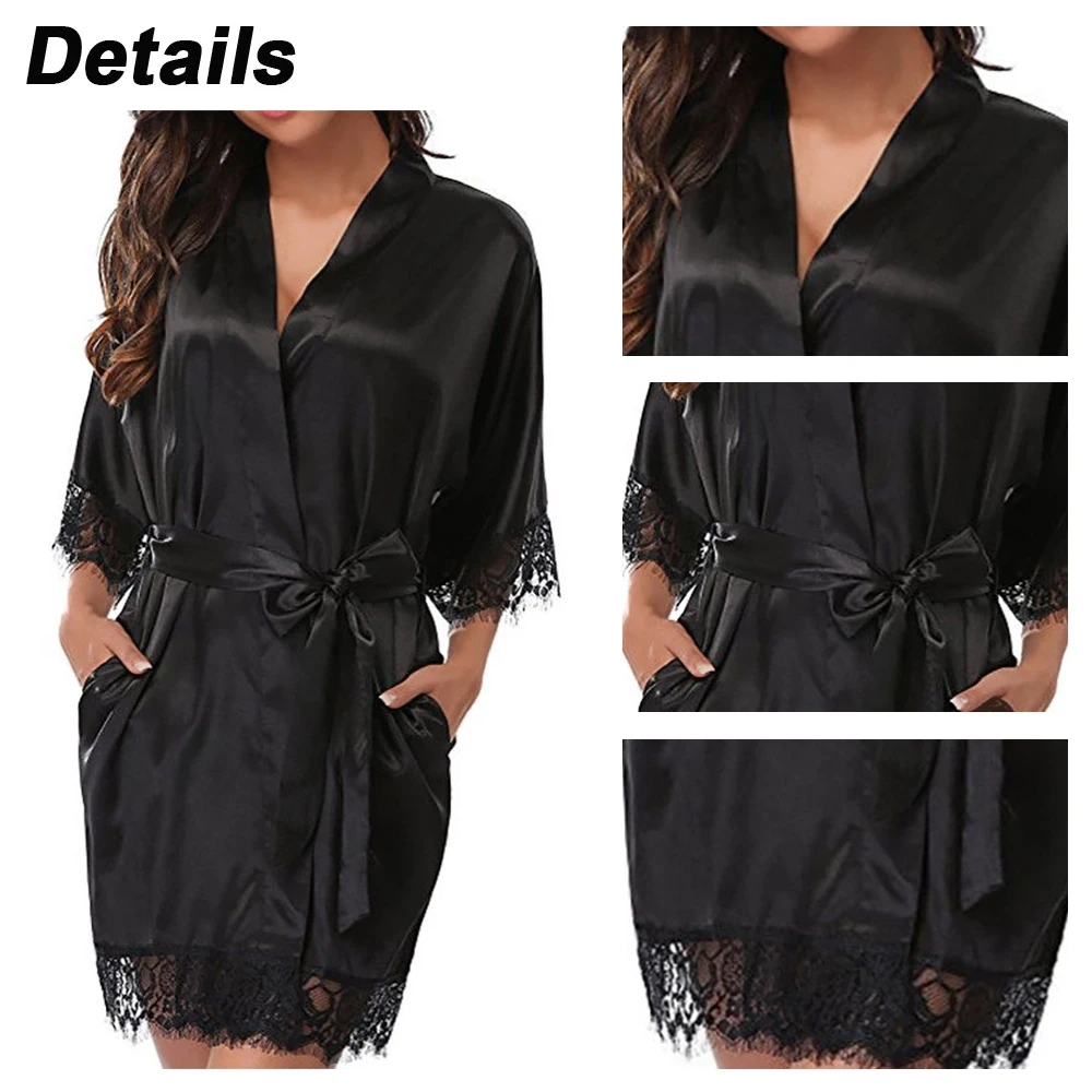 2024 Erotic Sexy Pajamas Lingeries Womens Fancy Satin Silk Night Underwear Cardigan Nightdress Sleepwear Babydoll Exotic Kimono