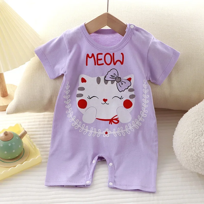 New 2024 Newborn Summer Romper Baby Short Sleeve O-neck Cute Cartoon Tiger Rompers Toddler Playsuit Infant One-piece Clothing