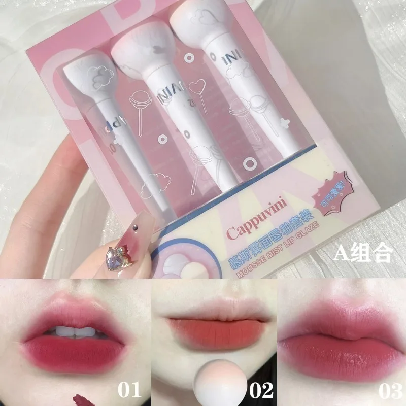 Liquid Lipstick With Cushion Applicator Velvet Matte Lip Gloss Moisturizing Creamy Soft Liquid Blush Lip Stick Multi-uses Makeup