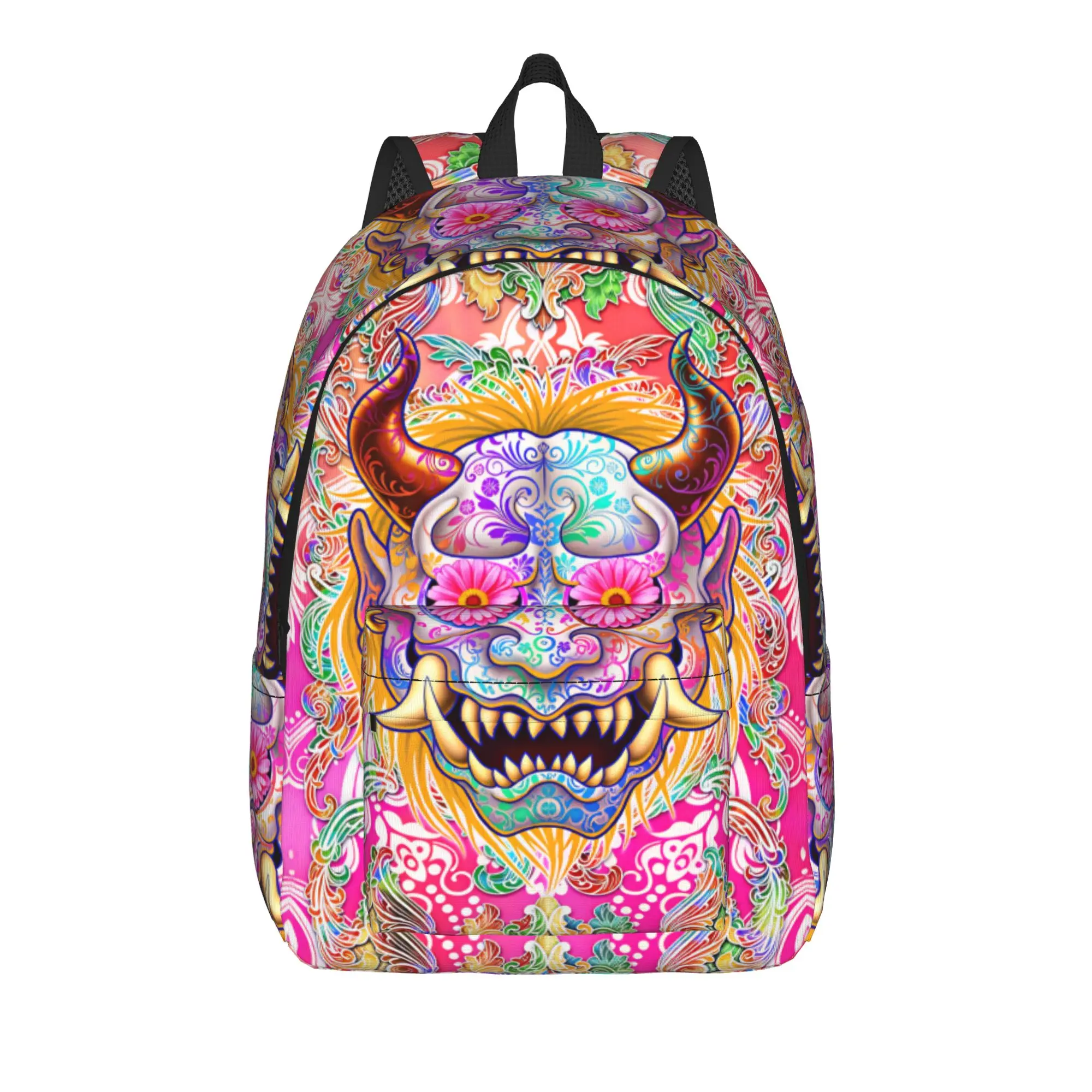 Colorful Demon Mask Art Backpack  Travel Backpacks Girl High Quality Soft High School Bags Style Rucksack