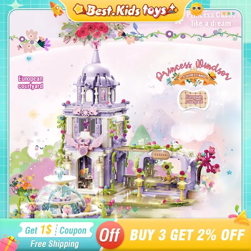 

Girl Princess Castle Building Blocks Tree House Fly Park Children's Toy European Courtyard Assembly Bricks Model Home Decorate