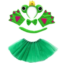 Halloween Girl Women Black Tadpole Crown Green Frog Animal Costume Headband Skirt Tail Tutu Cosplay Party Christmas