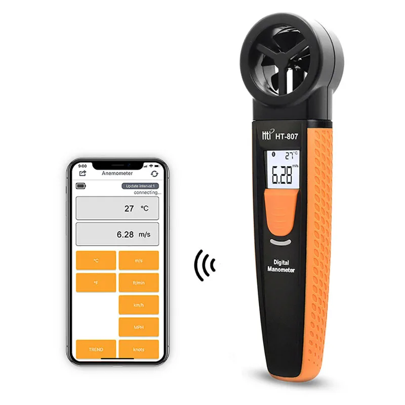 Mini DigitalAnemometer Handheld Digital Wind Speed Tester Thermometer Wind Meter Upgraded from HT-807