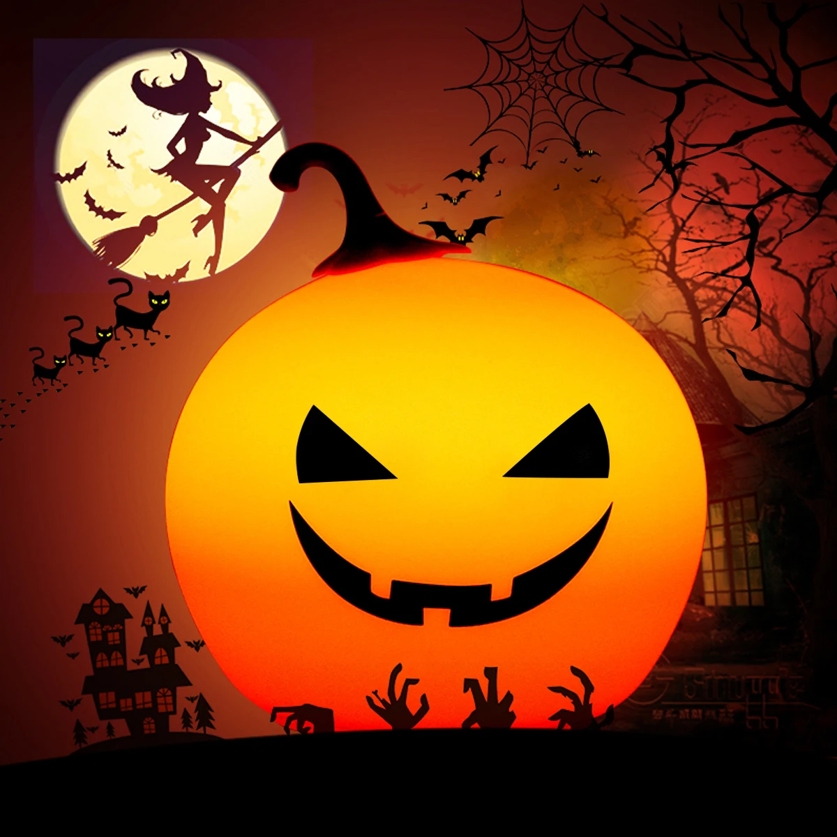 

LED Halloween Pumpkin Night Lamp USB Rechargeable Silicone Pat Table Light Kids Bedroom Decoration Gift Idea Creative Shape