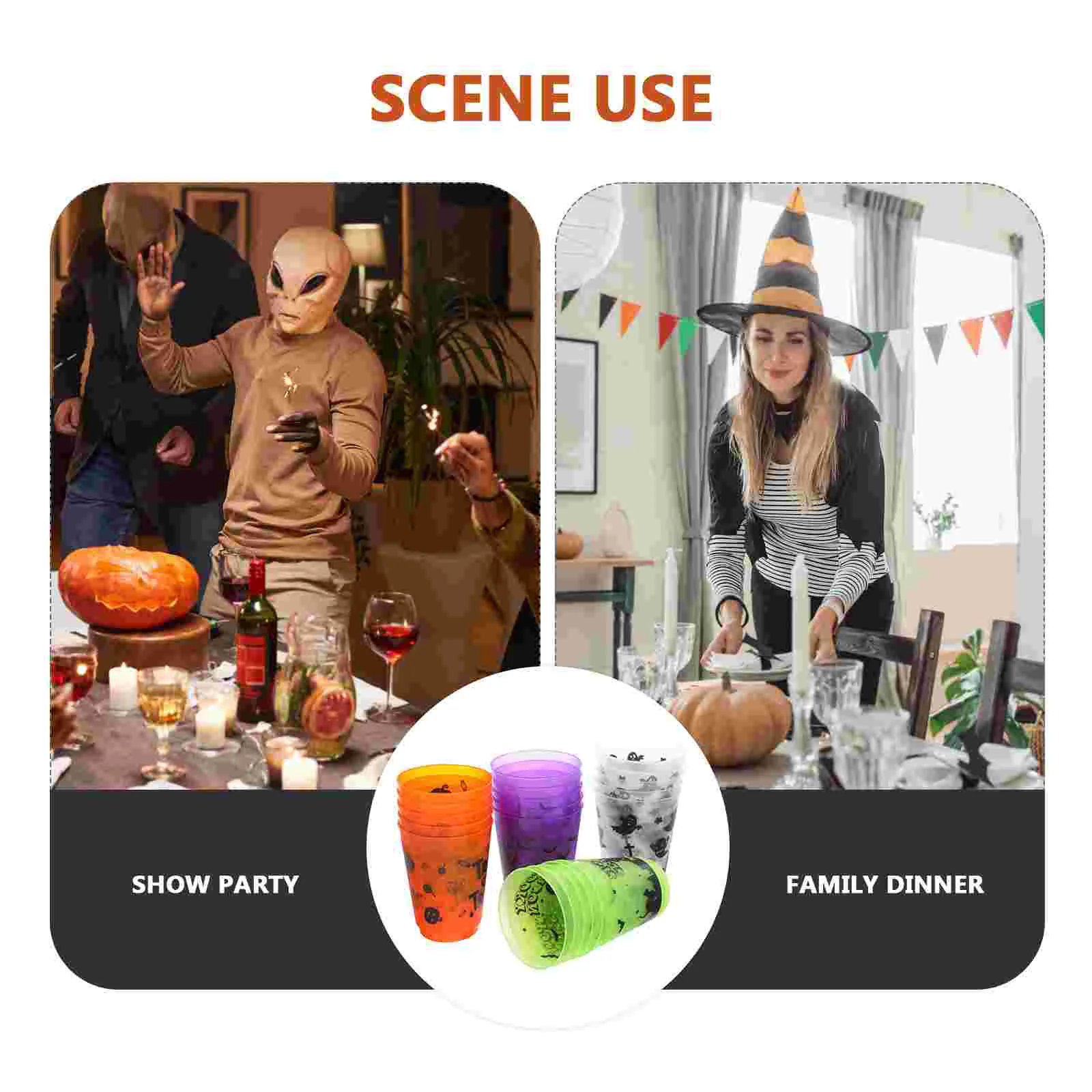 20 Pcs Halloween Themed Cups Convenient Drink Bubble Novelty Plastic Decorative Milk Juice Storage Beverage