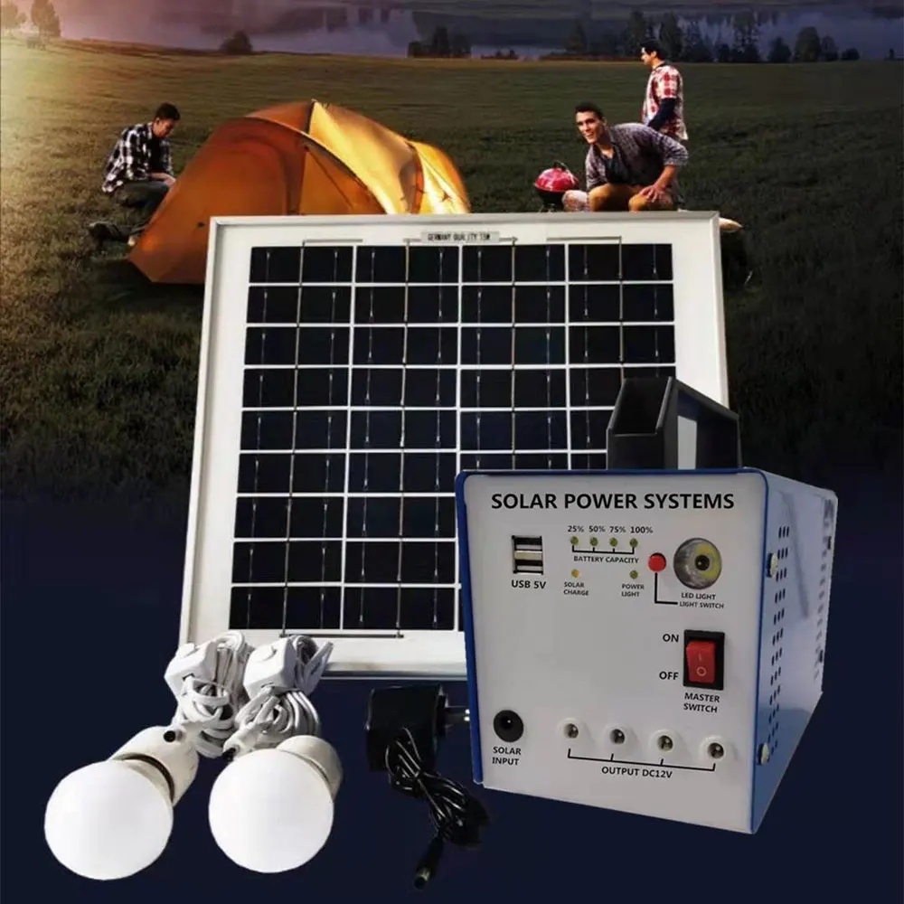 Solar generator 10W/15W 12v DC Portable photovoltaic panel lithium battery lighting charging system integrated machine