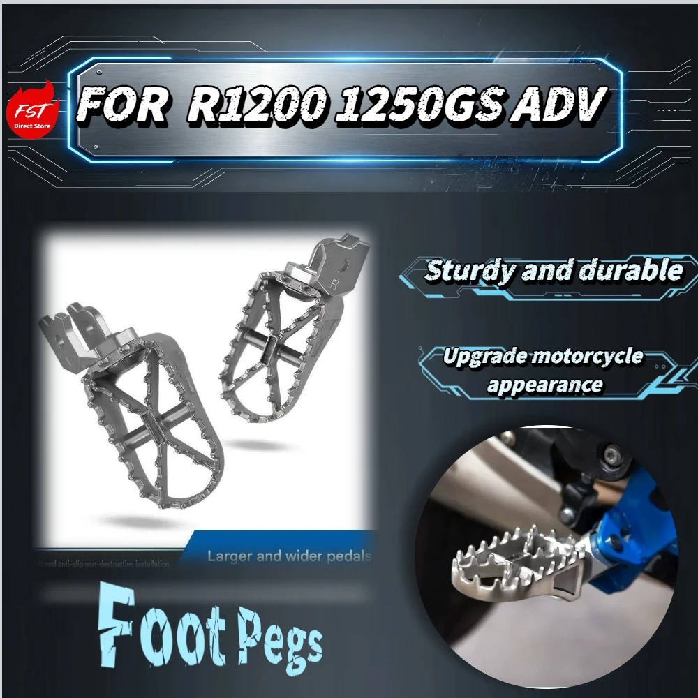 For R1200GS R1250GS ADV Motorcycle Stainless Steel Foot Pegs Widened Anti-Slip Off-Road Footrest Pedals Modification Set