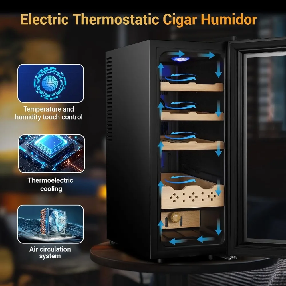 

Electric Cigar Humidor – 35L 250 Counts Large Capacity, Thermostatic Desktop Cabinet with Digital LED Screen