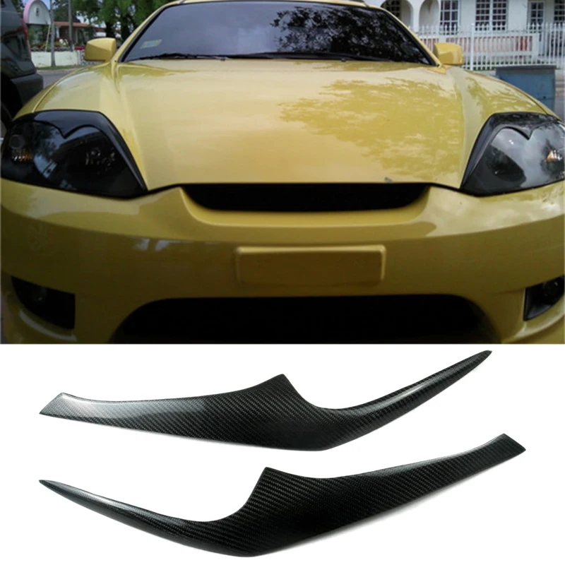 for Hyundai Coupe 2003 - 2005 Sport Headlight Lid Eyebrows Headlight Eyelids Decoration Cover Trim Carbon