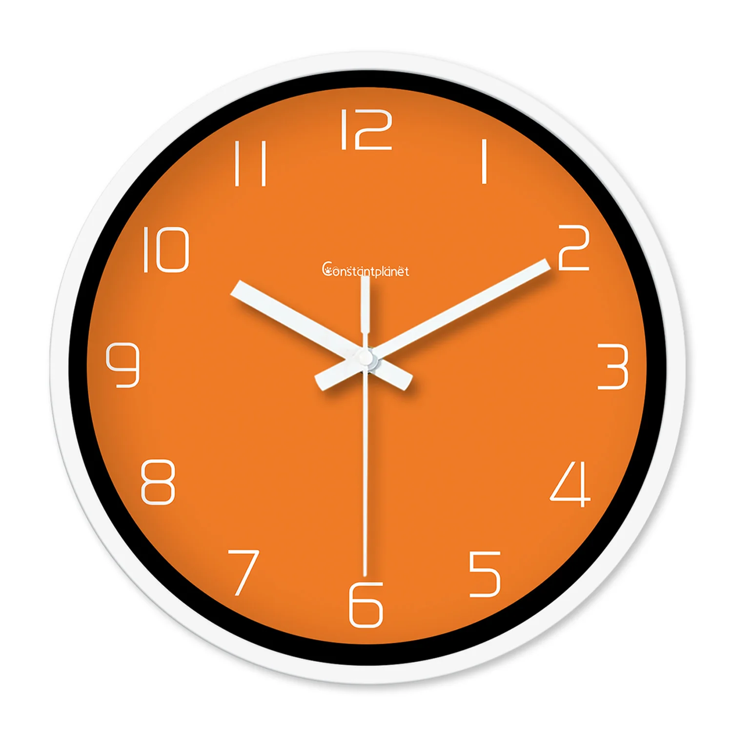 8inch Modern Normcore Orange Pattern Plastic Glass Wall Clock Living Room Bedroom Kitchen Home Decoration Wall Clock Silent Quartz Clock Holiday Gift (No Battery)