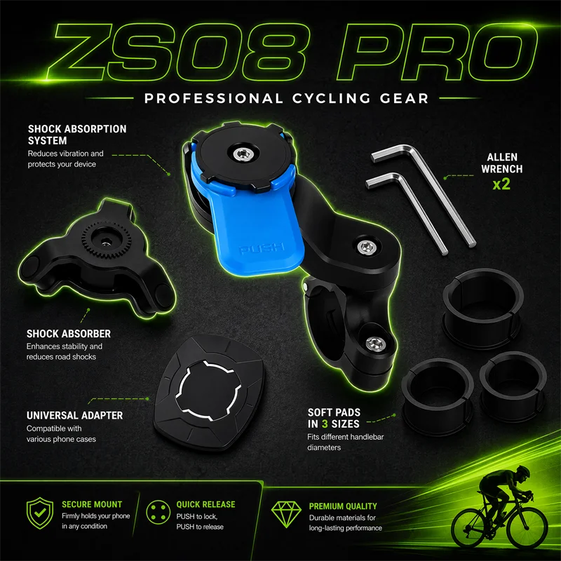 

Suporte de Telefone para Motocicleta com Amortecedor Suporte de Telefone para Bicicleta com Bloqueio Automático e Antivibração