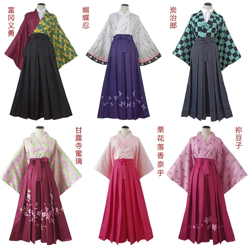 Kamado Tanjyrou Nezuko Kochou Shinobu Tomioka Giyuu Kanroji Mitsuri Tsuyuri Kanao Cosplay Costume Kimono Dress Anime Suit