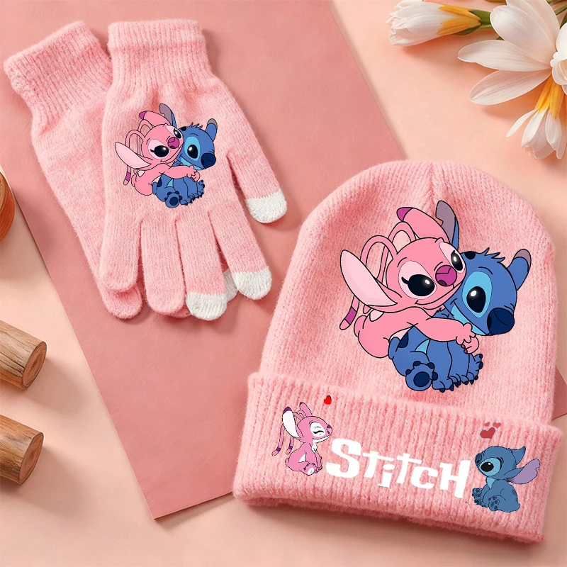 2 قطعة غرزة ديزني الأطفال محبوك قبعة قفازات Kawaii الكرتون المطبوعة قبعة الفتيات الشتاء في الهواء الطلق الدافئة اكسسوارات هدايا عيد الميلاد #4