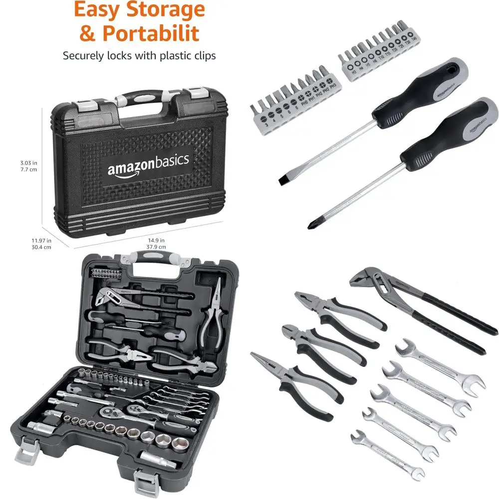 

65-Piece General Household Home Repair and Mechanic's Hand Tool Kit Set, Black