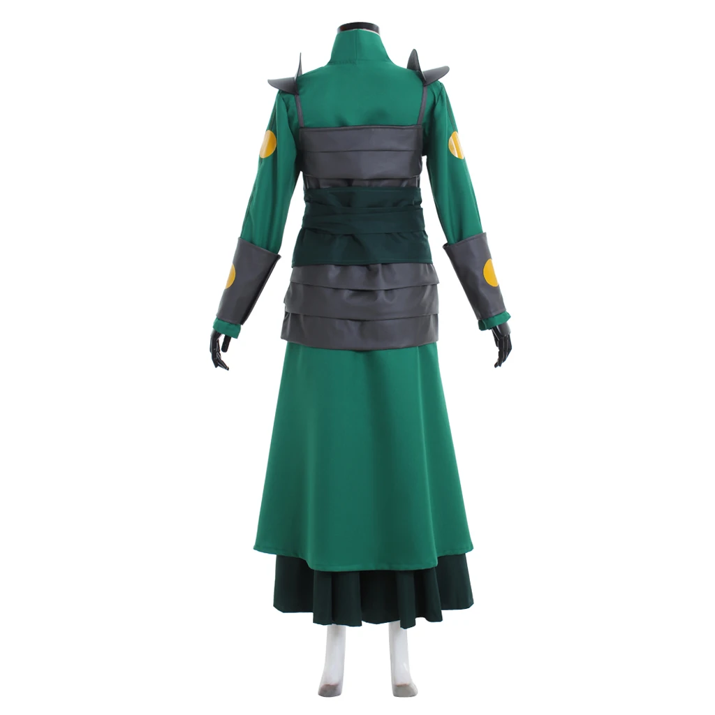 Disfraz de Avatar The Last Airbender Kyoshi, disfraz de guerreros Suki, vestido verde para mujer, chaleco con cinturón, traje de Halloween