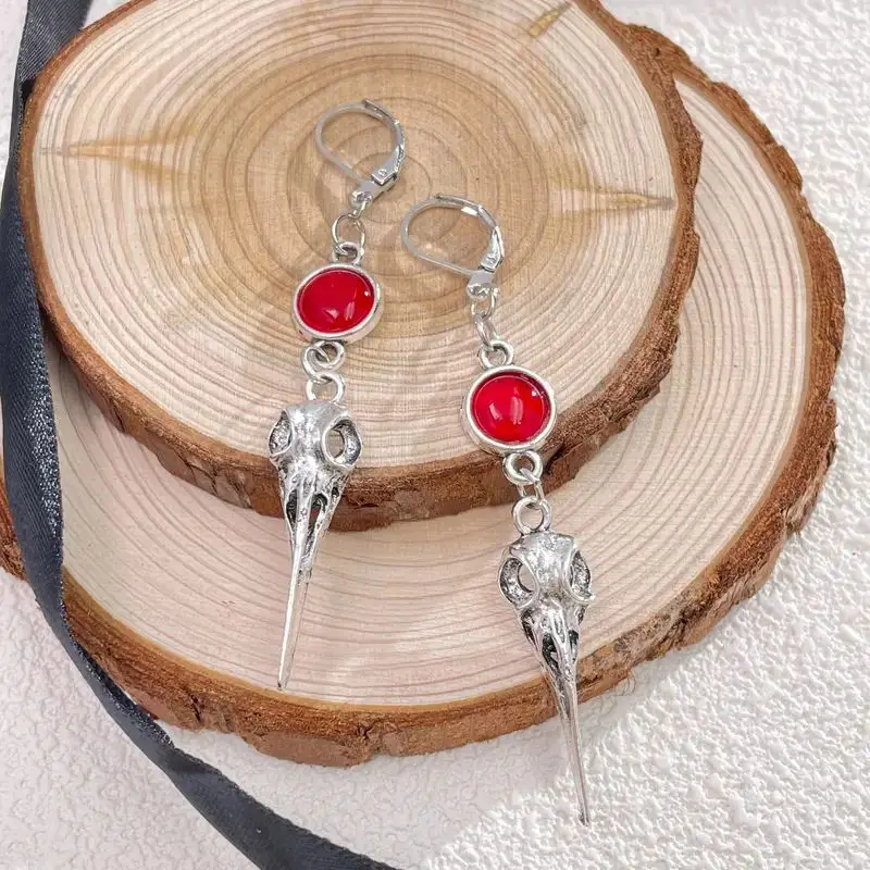 Retro Vampire Bird Skull Crow Earrings, Gothic Style Cool Ear Jewelry For Men And Women, Party Gifts