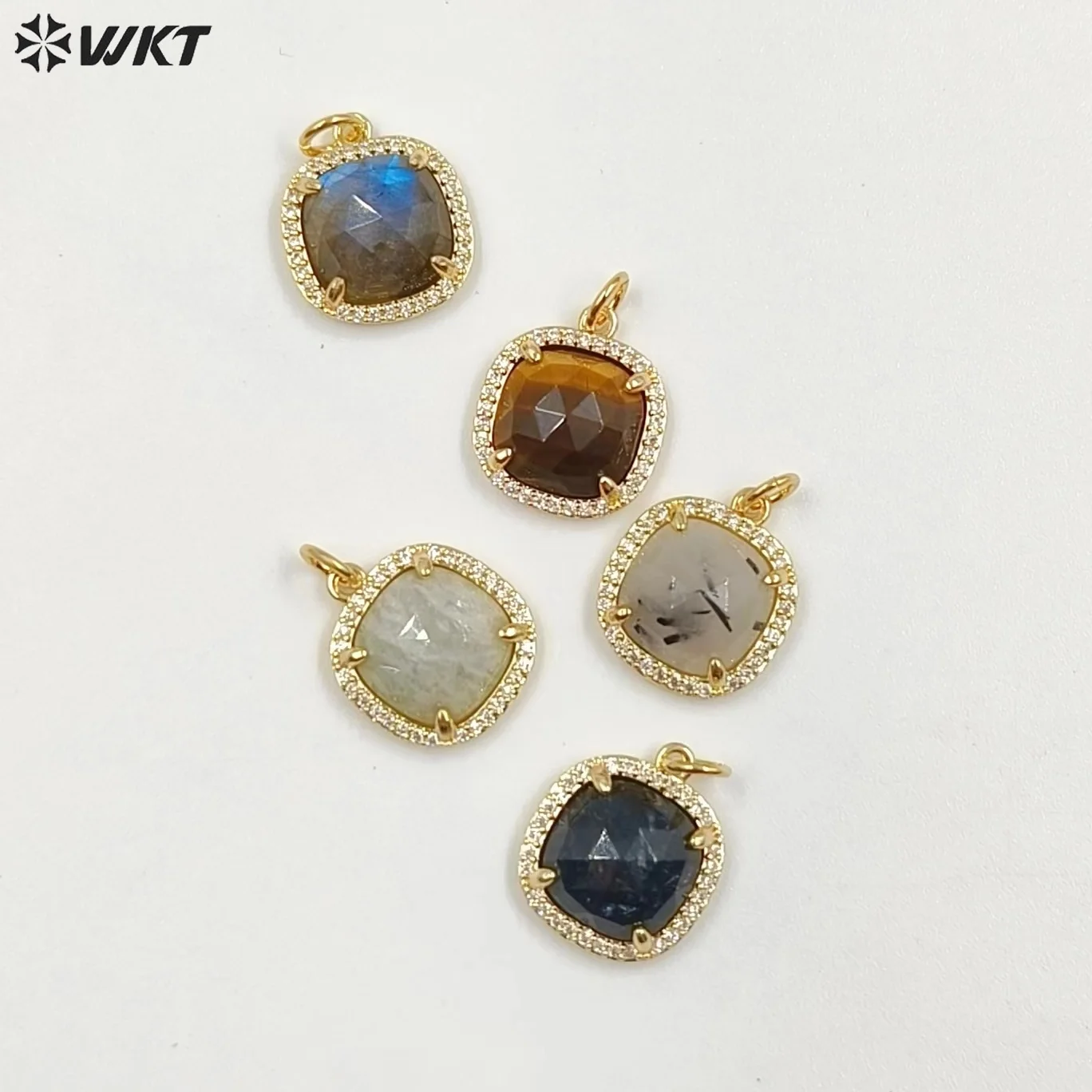 

WT-MP268 Wholesale Cubic Zircon Multi Colored Gemstone Amethyst Crystal Retro Pendant Can Make Necklace Accessories