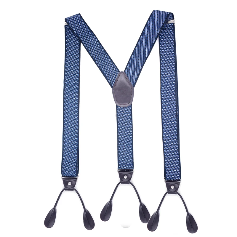 Fashion Man's Button Suspenders PU Leather Braces Adjustable Elastic Bretelles Y-Back Ligas Tirantes New Size 3.5*120cm