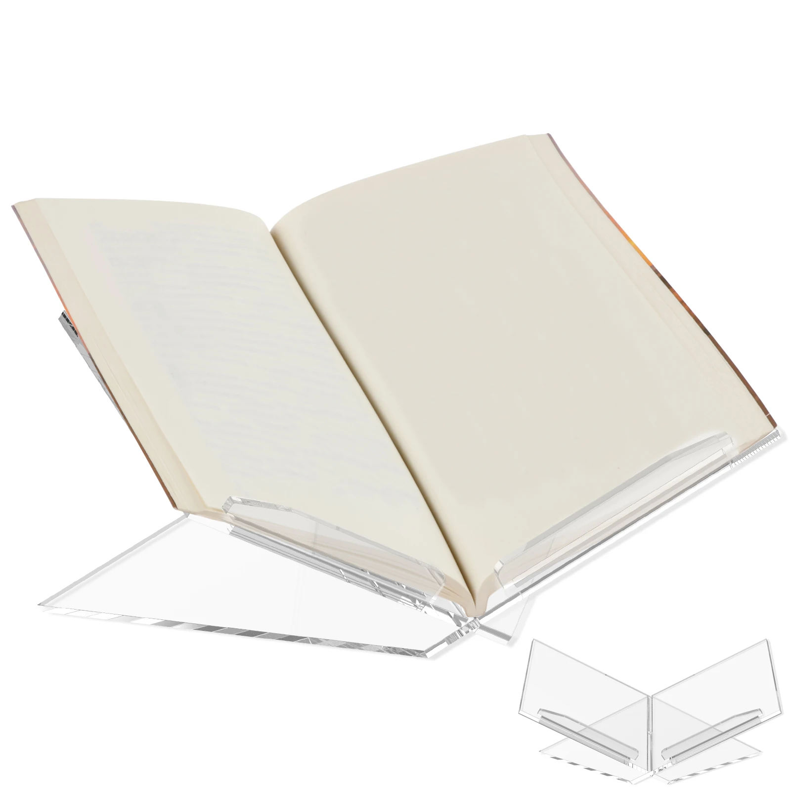 Acrylic Book Holder X-Shaped Display Stand Transparent Desktop Storage Rack for Cookbook Recipe Menu Magazines Storybook