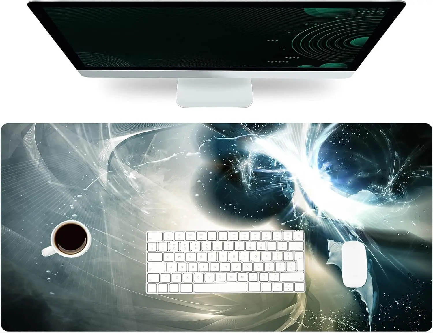 Abstract Art Celestial Collision Mouse Pad Gaming XXL Mouse Mat Oversized Anime Mouse Mat for Home Office Work Laptop 30x80cm