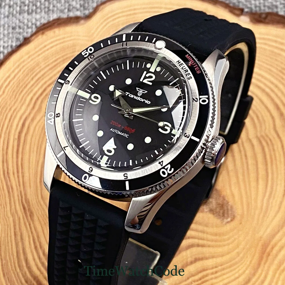 Tandorio Dive Automatic Watch for Men Double Bow Sapphire Crystal Japan NH35 PT5000 Movement 20BAR Luminous 200m Waterproof 40mm