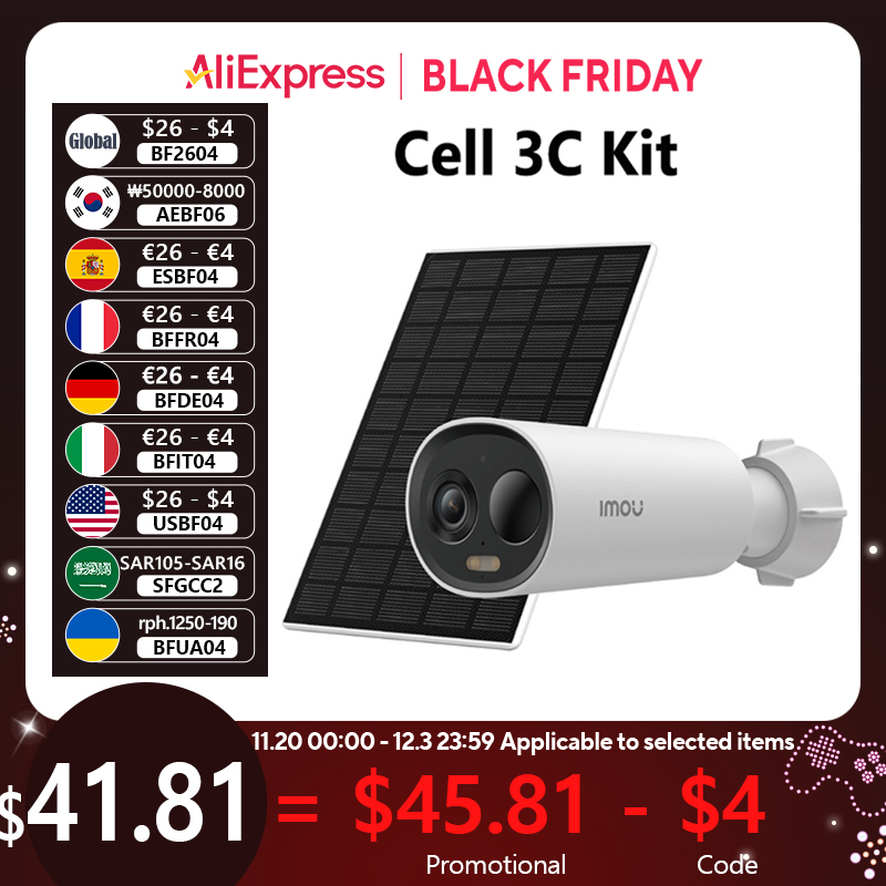  IMOU Cell 3C with Solar Panel Set 2K WiFi Camera 5000mAh Battery Wireless IP66 Smart Color Night Vision Home Security Camera 