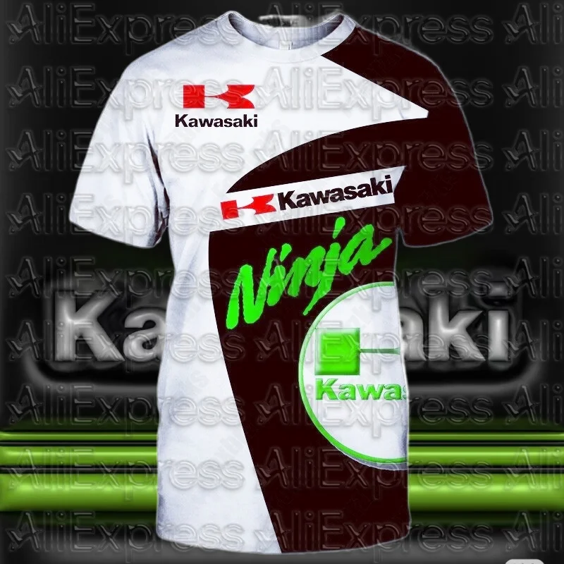 

MOTO New Men Kawasaki Team Race Suit T-Shirt Motorcycle Rider Summer Cycling Boys Bottom Shirt 3D Printed Kid/Adult Training Top