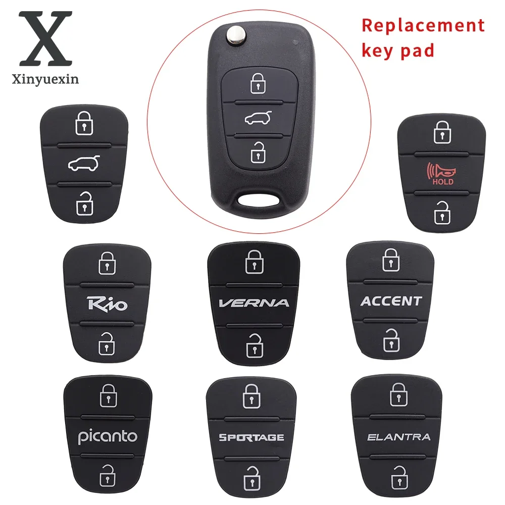 

Xinyuexin Rubber Car Key Pad for Hyundai I20 I30 Elantra for Kia K2 Sportage Rio Sorento Forte 3 Button Folding Flip Remote Key