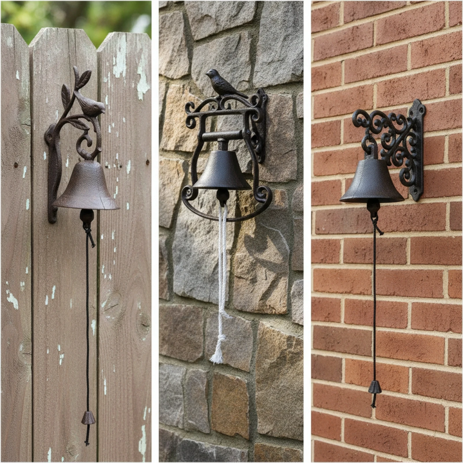 Entry Chime with Pull Cord Rustic Pull Entry Chime Bell Manual Decorative for Entryway, Porch
