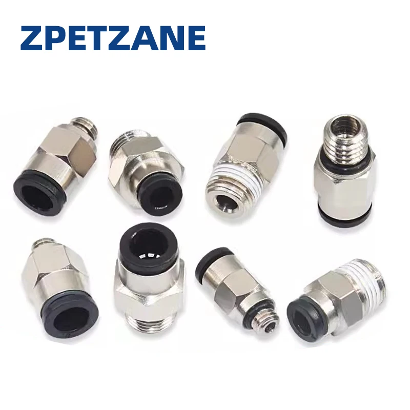 Pneumatic Fittings Brass Mini Connector Air Pipe Quick Plug PC4-M3/M4/M5 4mm Threaded Straight Through Connection