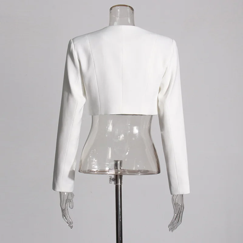 Moda feminina commuter terno frente ombro curto blazer cintura alta calças de perna larga plissado divisão imeisстюм ж dik onderdelen