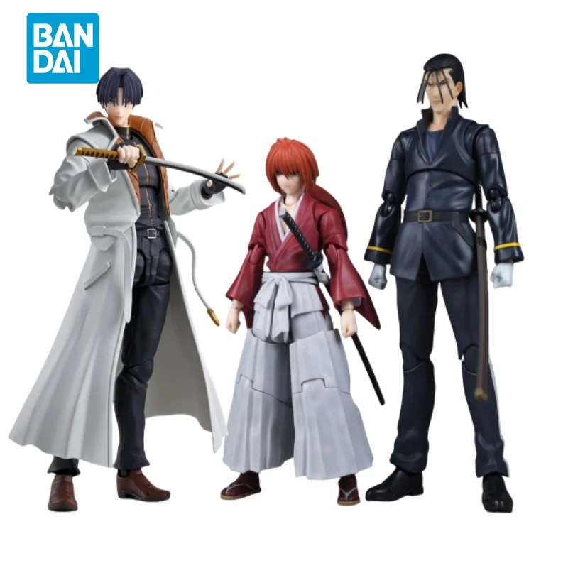 Bandai Genuine Rurouni Kenshin Anime Figure Model SHF Himura Kenshin Shinomori Aoshi Saito Hajime Action Figure Toy For Kid Gift