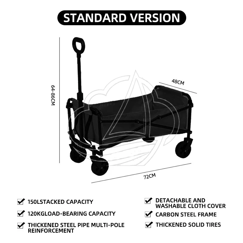 Heavy Duty Collapsible Beach Wagon Large Capacity Portable Folding Trolley for Outdoor Camping