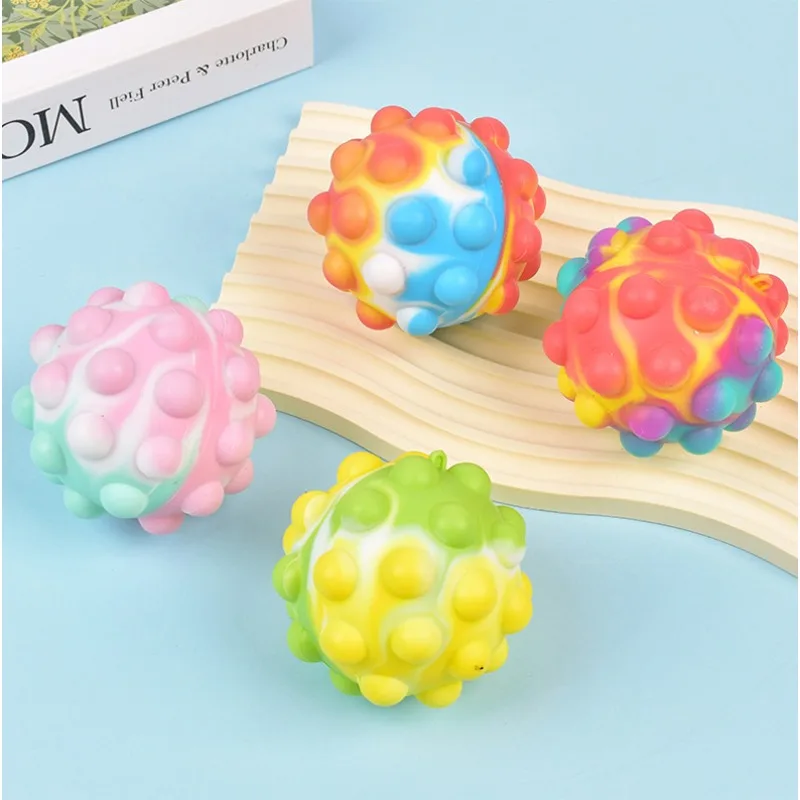 2pcs Color Random Stress Ball Fidget Toys 3D Ball Push Bubble ADHD Autism Stress Relief Sensory Toys for Kids and Adults