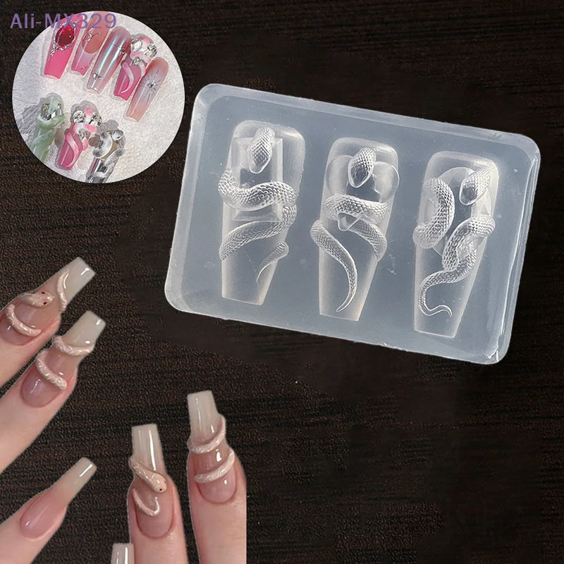 

【MX329】1/3Pcs 3D Snake Nail Silicone Carving Mold DIY Nail Art Decoration Charms Creative Manicure Design