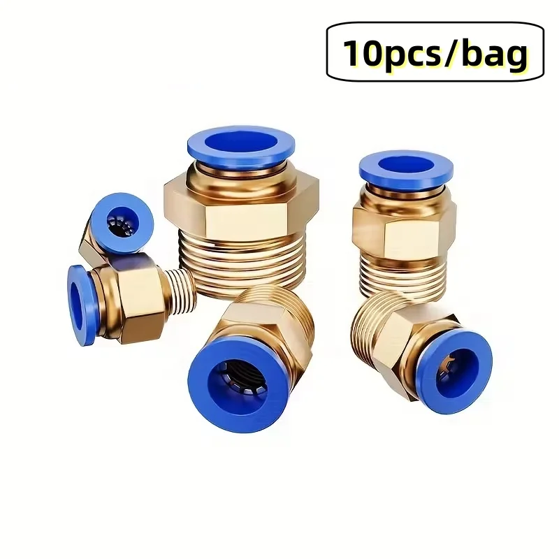 10PCS Pneumatic Air Connector Fitting PC 4mm 6mm 8mm 10mm 12mm Thread 1/4