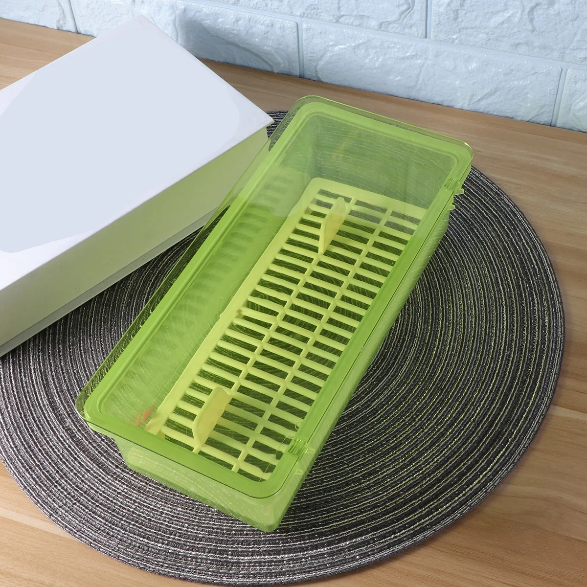 

Chopsticks Drain Storage Box Transparent Food Grade Plastic Dust-Proof Lid Kitchen Cutlery Tray Tableware Organizer Utensil