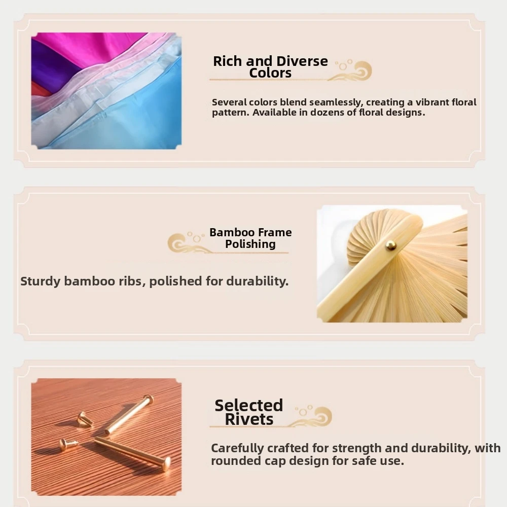 Gradient Color Belly Dancing Fan 1.5m Bamboo Long Imitation Fan Multicolors Practice Dancer Tool Square Dancing Accessories
