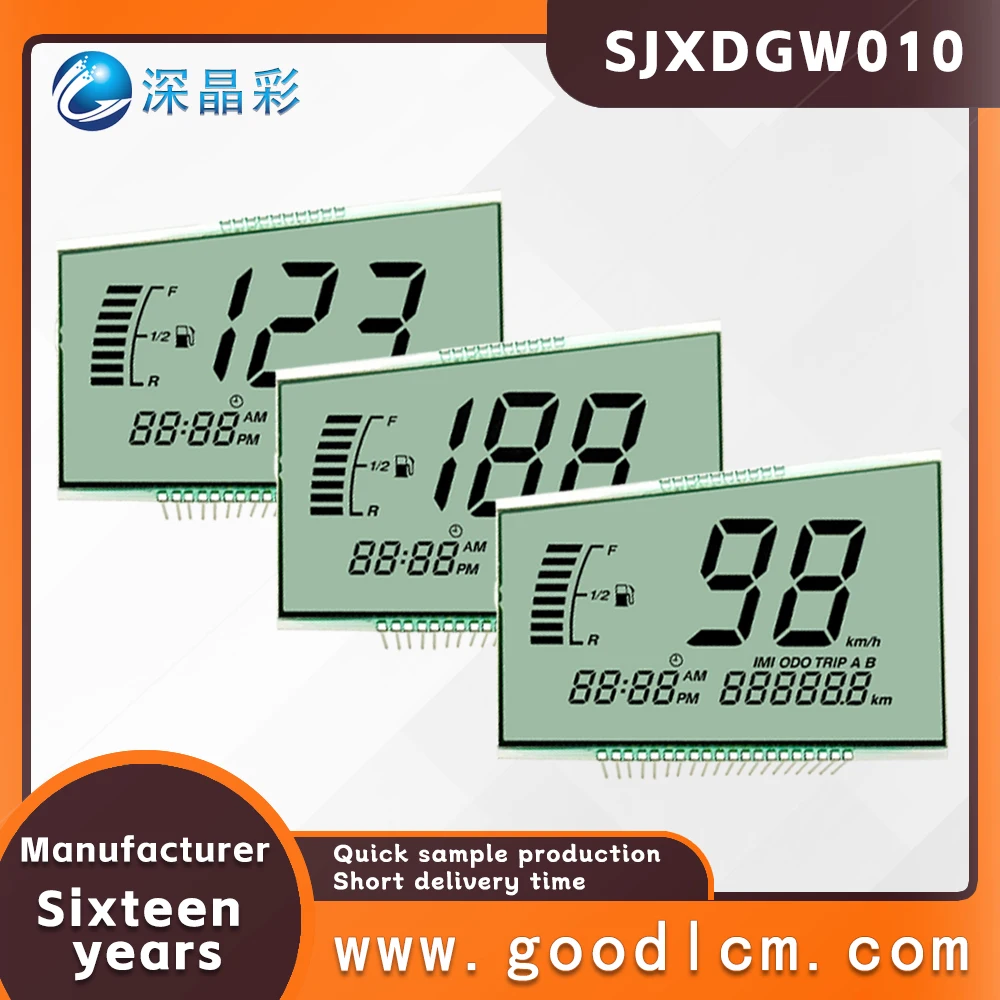 GW010 LCD screen for electric motorcycle segement display HTN positive 4.5v lcd 7 monochrome custom segment lcd display