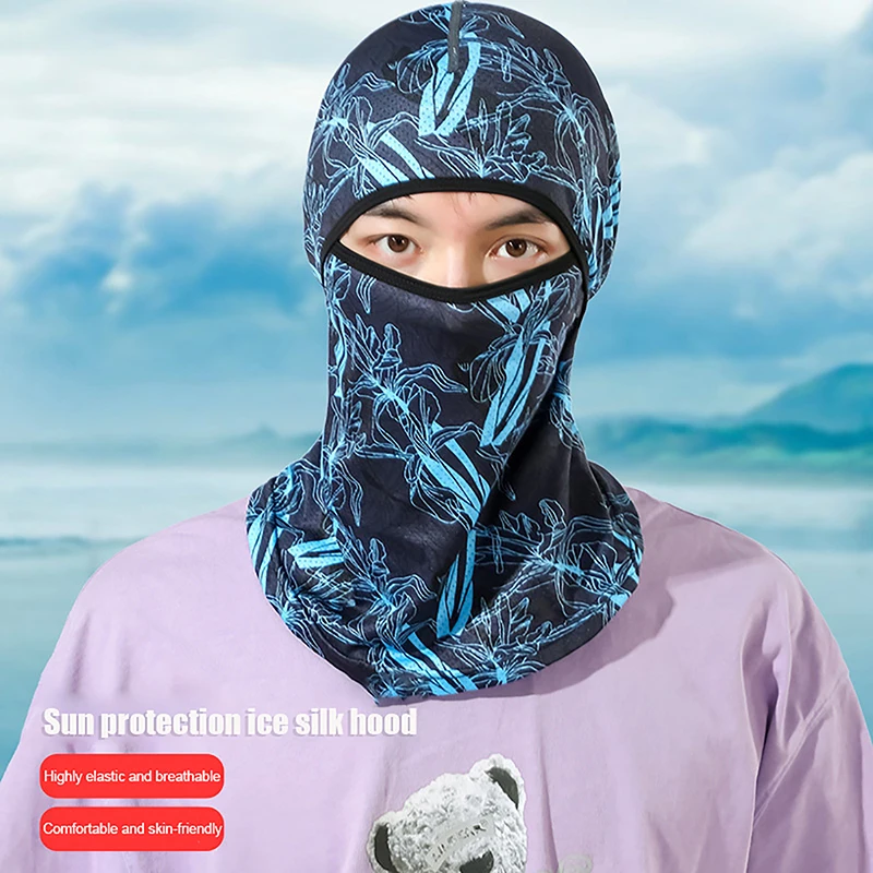 Verão legal balaclava gelo seda ciclismo rosto cheio boné sol anti-uv proteção esportes rosto capa headwear bicicleta motocicleta chapéu masculino