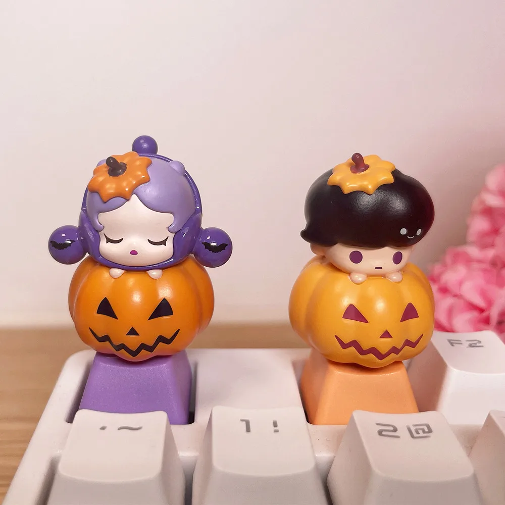 Halloween-Themed Pumpkin Cutesy Mechanical Keyboard Keycap Cross Shaft Cap Display Gift Personalized Diy Keycap Funny Gift