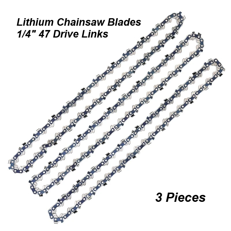 

Garden Tool Parts Accessories 3pcs 8 Inch Chain Saw Blade 1/4" 47 Links Chain for Lithium Electric Chainaw