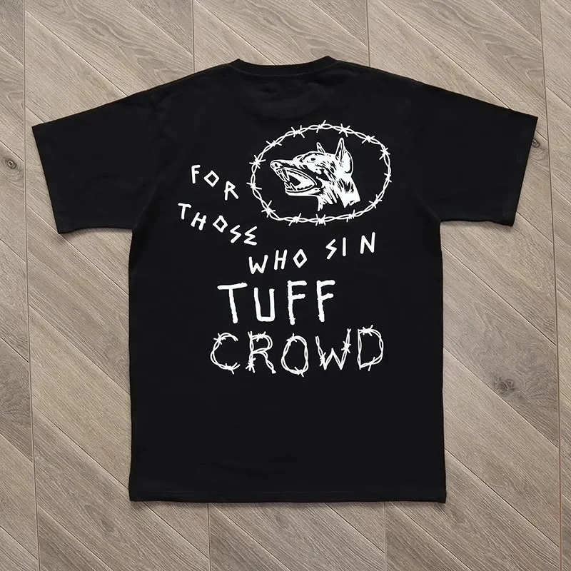 TUFF CROWD WASTED LIFE Skeleton-dog head short-sleeved T-shirt for men and women