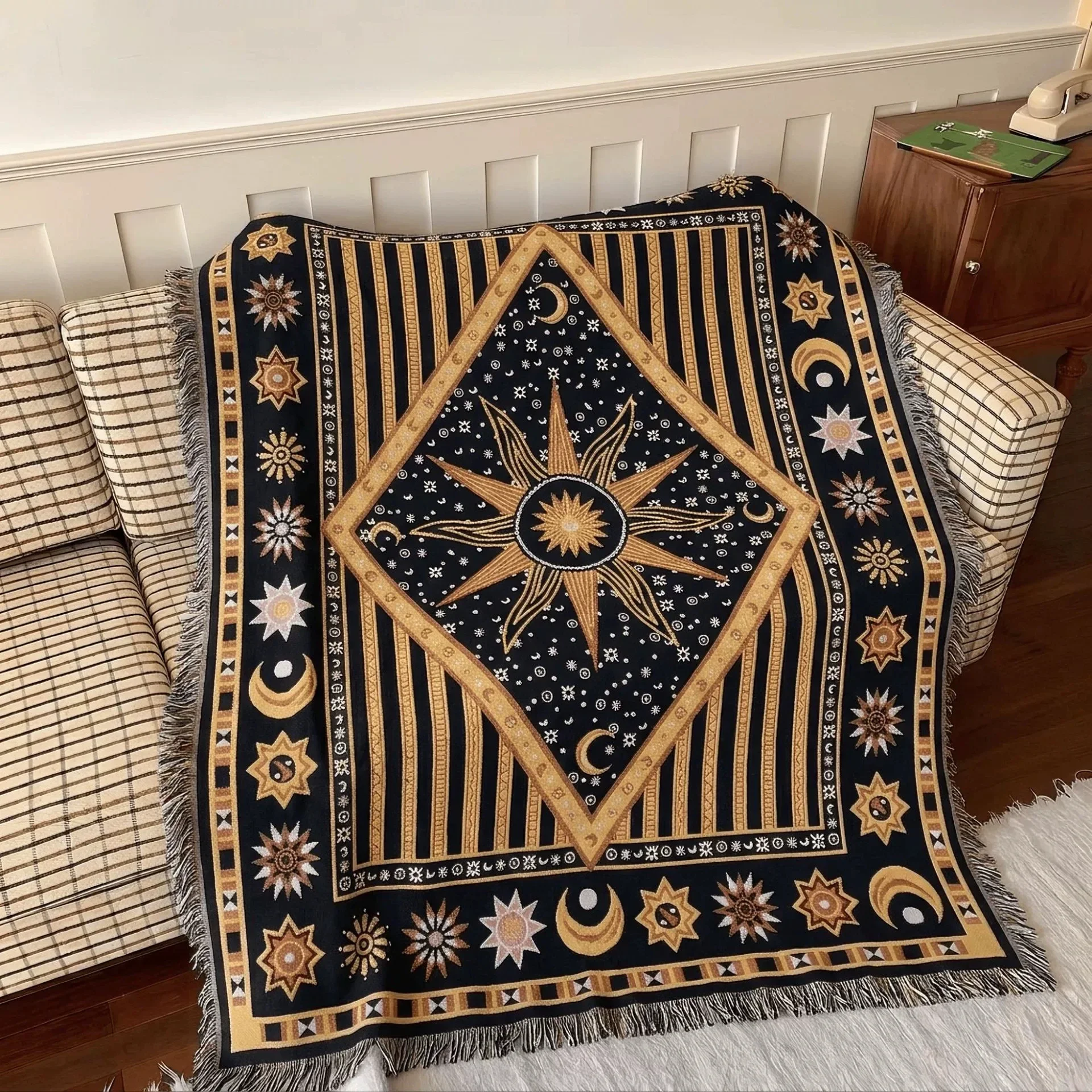 Plaid Boho Style Throw Blanket Striped Leisure Bedspread Sofa Cover Home Decor Outdoor Camping Picnic Mat Tablecloth Drop Ship