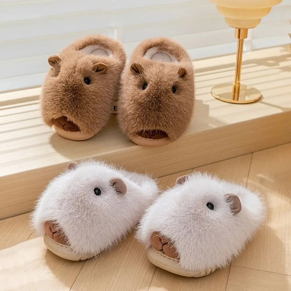 

Модные удобные тапочки с капибарой, противоскользящие кавайные милые пушистые тапочки с животными, мягкие бесшумные теплые тапочки с капибарой для спальни